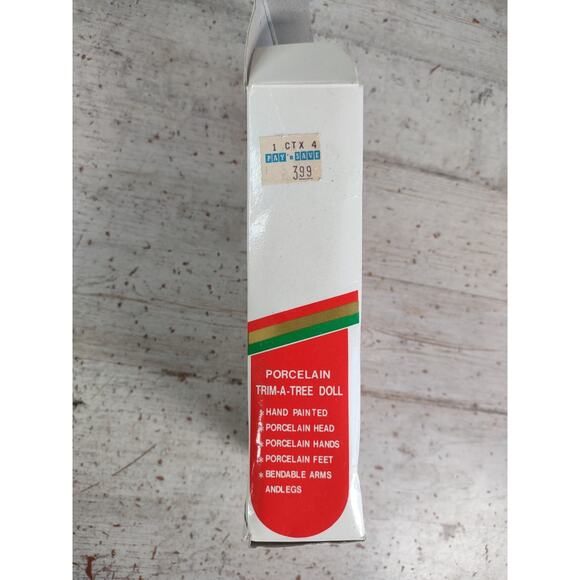 Vintage Porcelain Trim-A-Tree Doll Christmas Ornament Blonde Commodore w/ Box - Picture 6 of 6